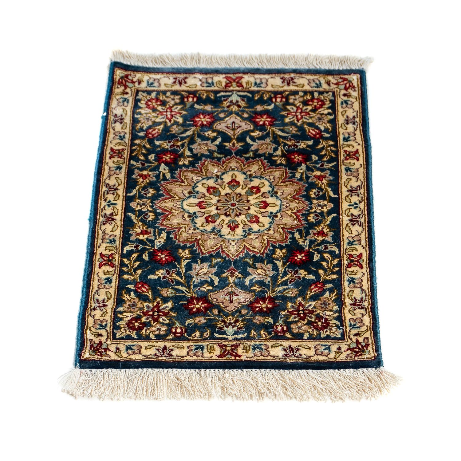 Silk Rug - Ghom Silk - Premium - 44 x 27 cm - dark blue