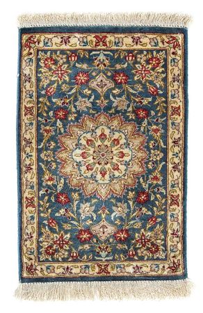 Silk Rug - Ghom Silk - Premium - 44 x 27 cm - dark blue