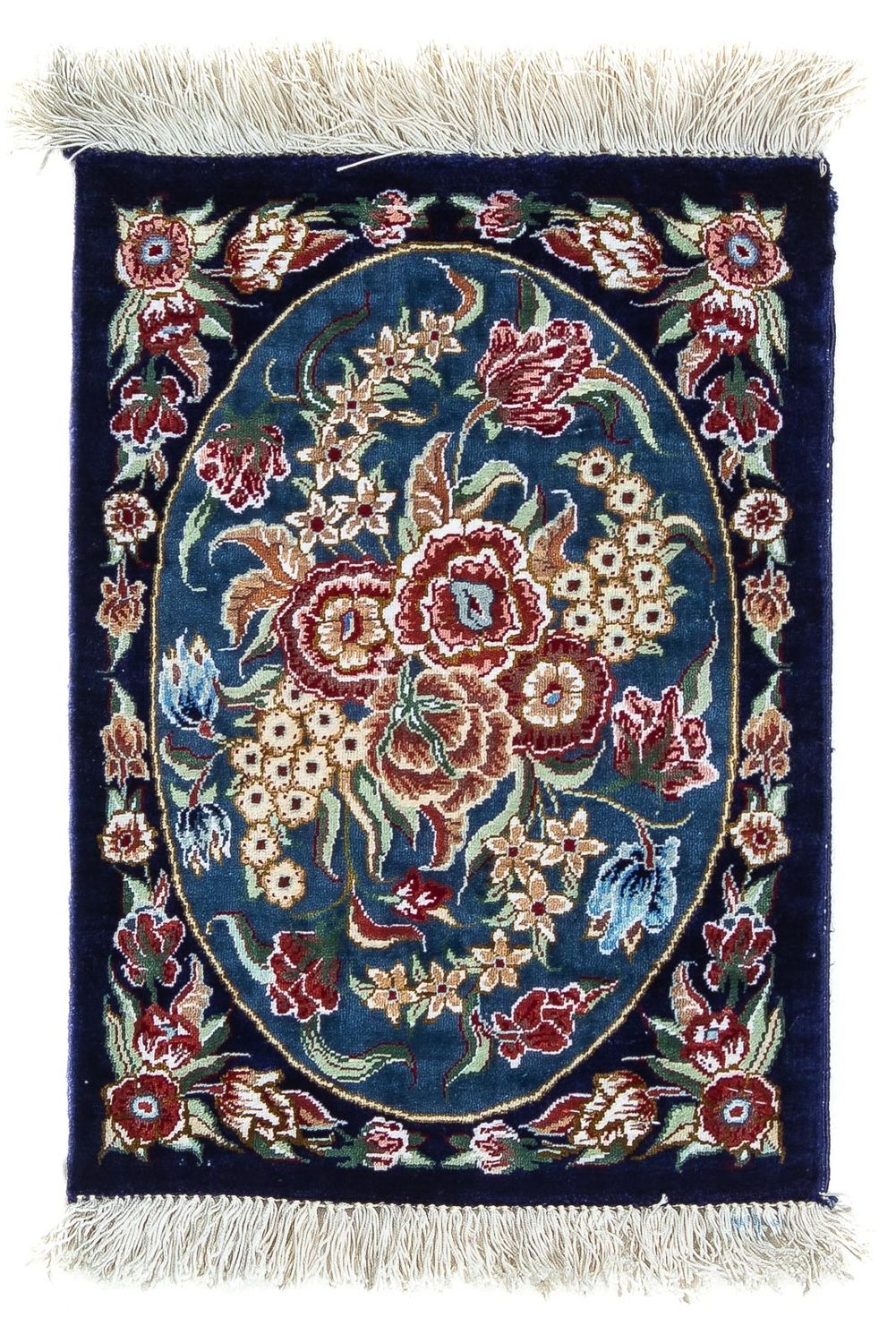 Silk Rug - Ghom Silk - Premium - 40 x 28 cm - dark blue