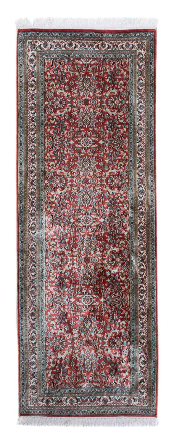Runner Silk Rug - Kashmir Silk - 179 x 64 cm - dark red