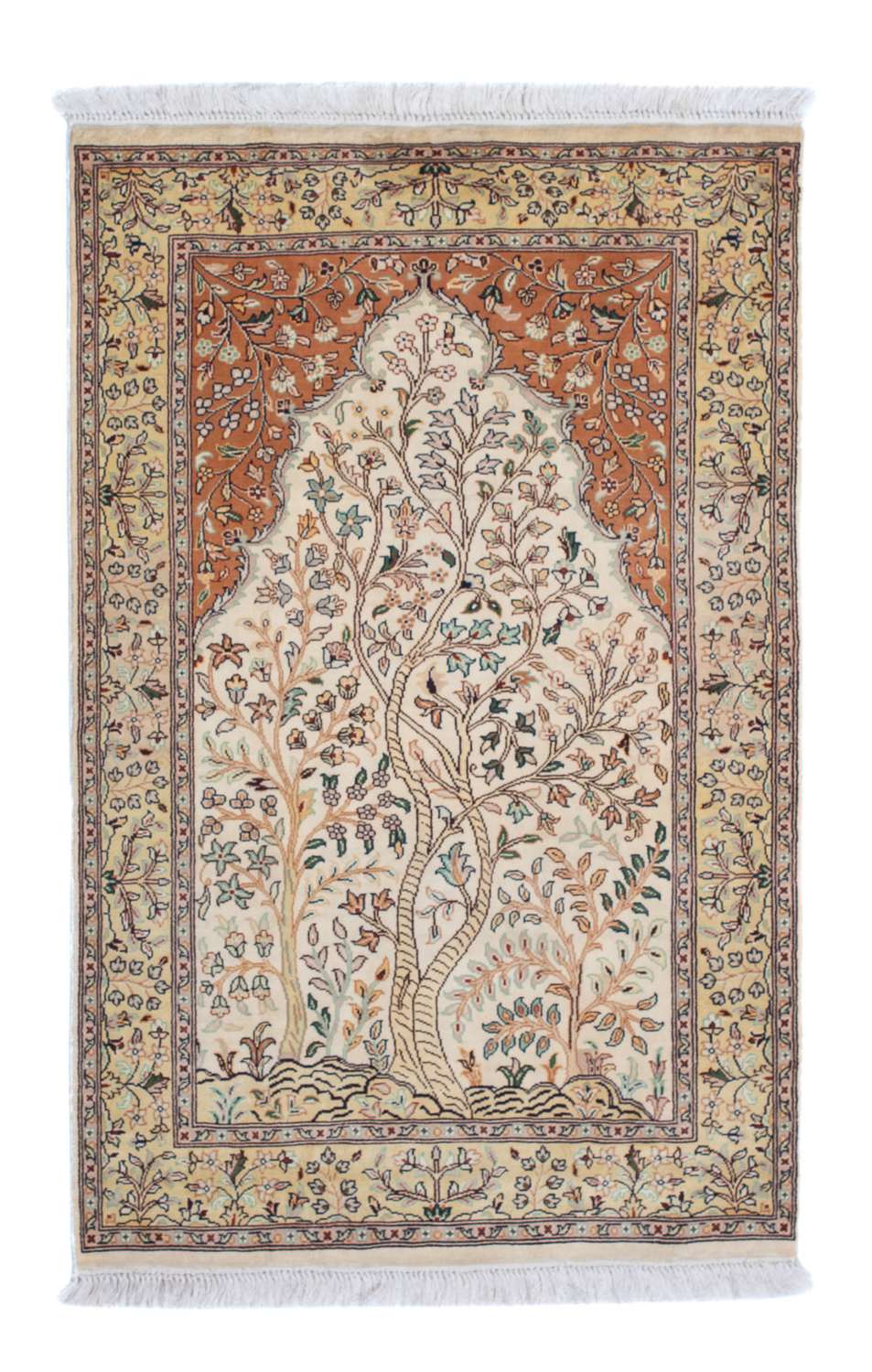 Silk Rug - Kashmir Silk - 124 x 76 cm - beige