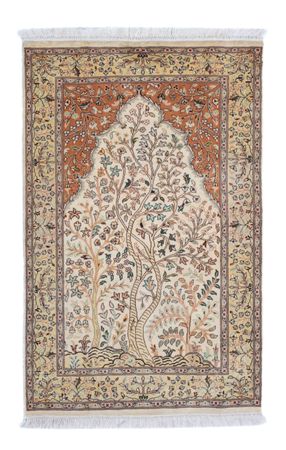 Silk Rug - Kashmir Silk - 124 x 76 cm - beige