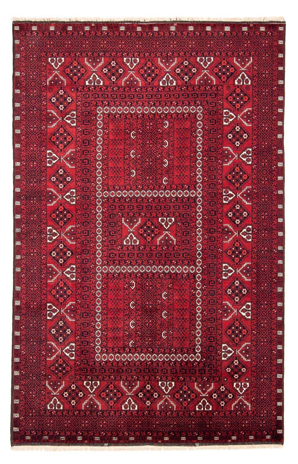 Turkaman Rug - 246 x 159 cm - dark red