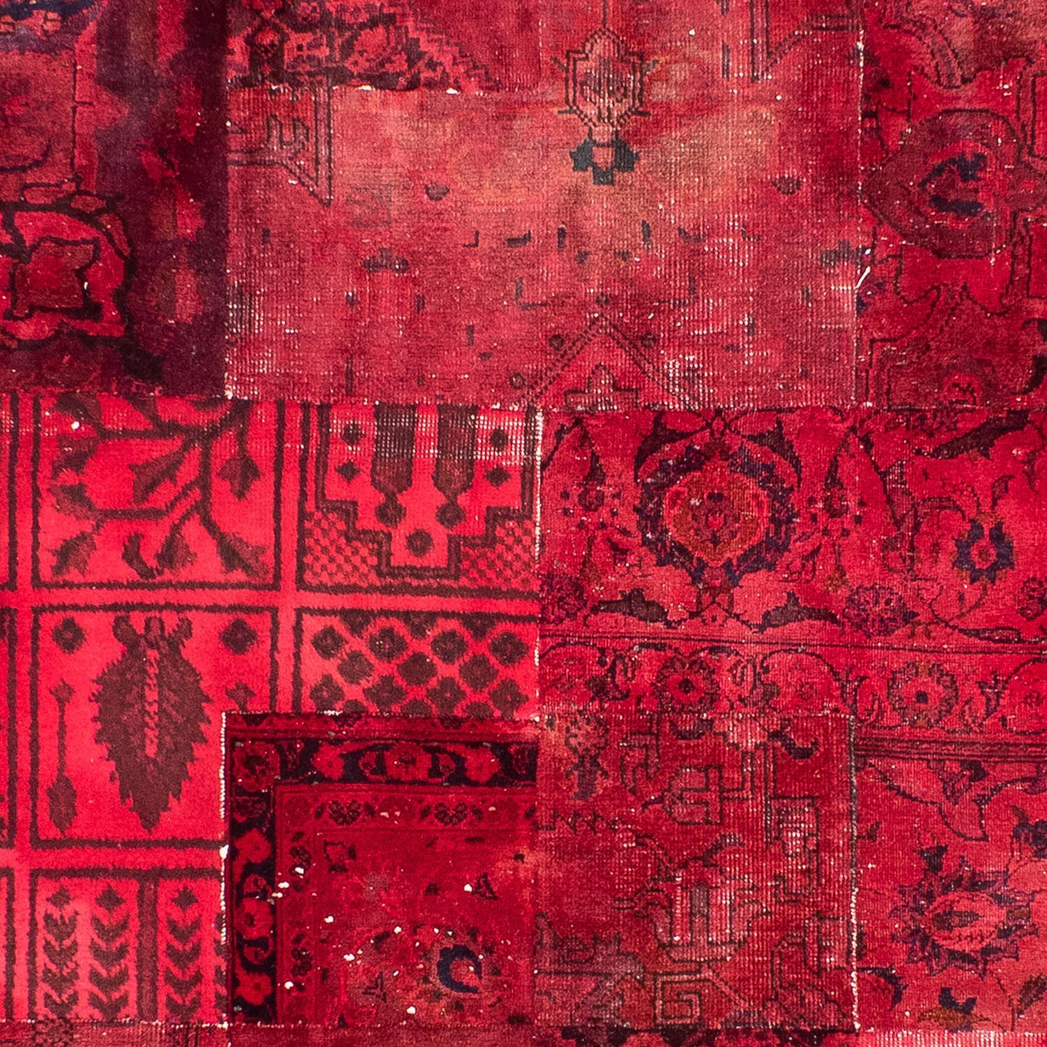 Patchwork Rug - 293 x 194 cm - dark red