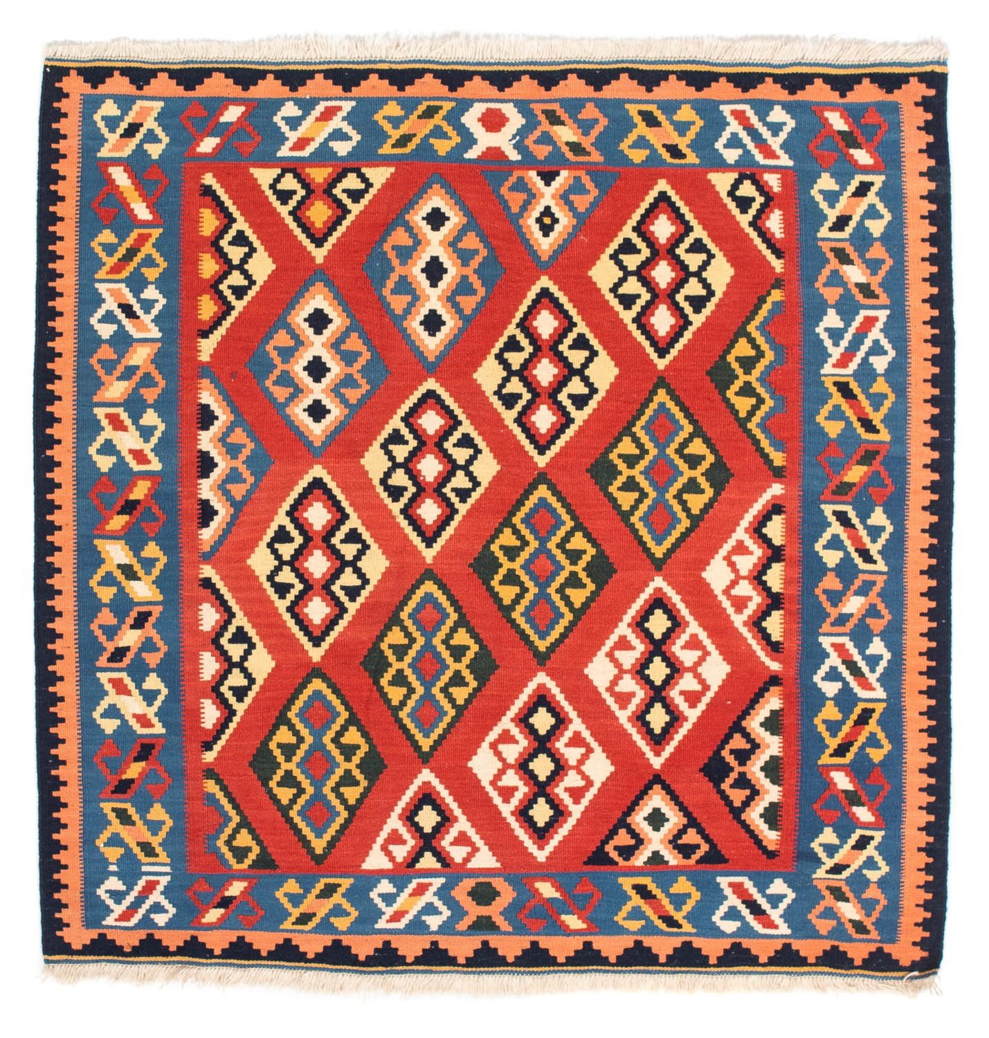 Kelim Rug - Oriental square  - 105 x 104 cm - dark red