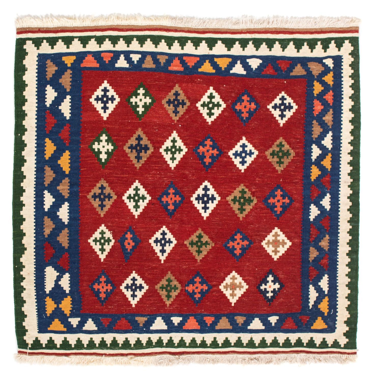 Kelim Rug - Oriental square  - 104 x 100 cm - dark red