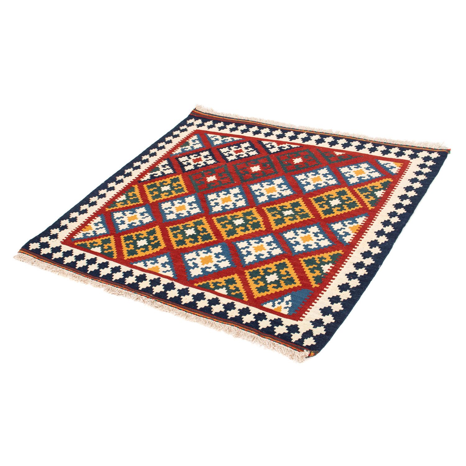 Kelim Rug - Oriental square  - 100 x 97 cm - dark red