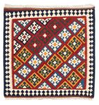 Kelim Rug - Oriental square  - 100 x 97 cm - dark red