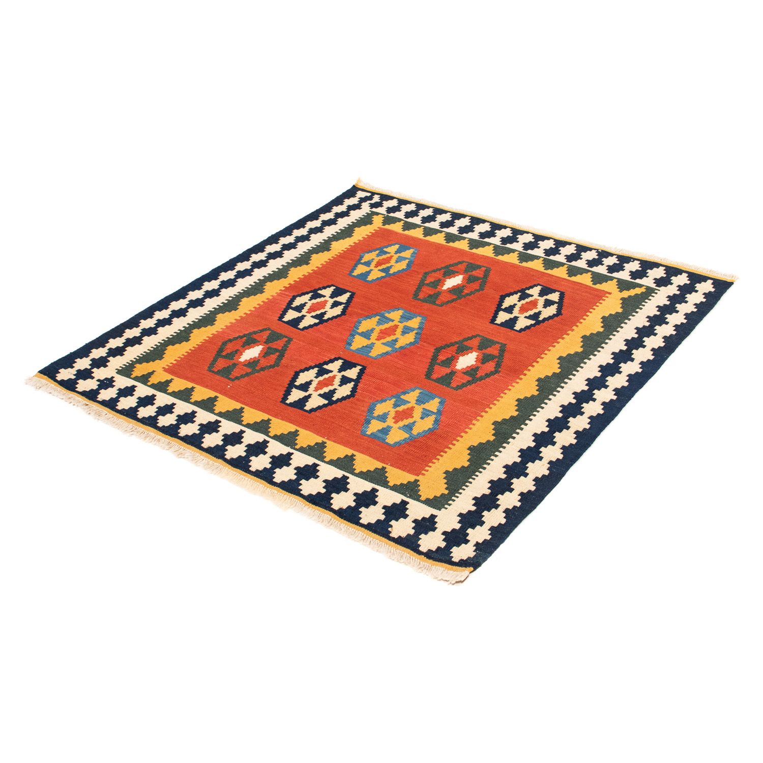 Kelim Rug - Oriental square  - 105 x 100 cm - dark red