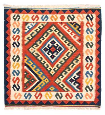 Kelim Rug - Oriental square  - 103 x 102 cm - dark red