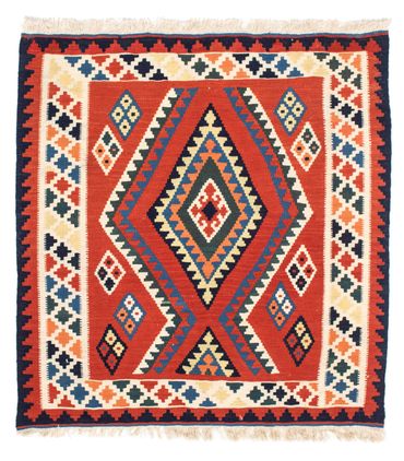 Kelim Rug - Oriental square  - 102 x 98 cm - dark red