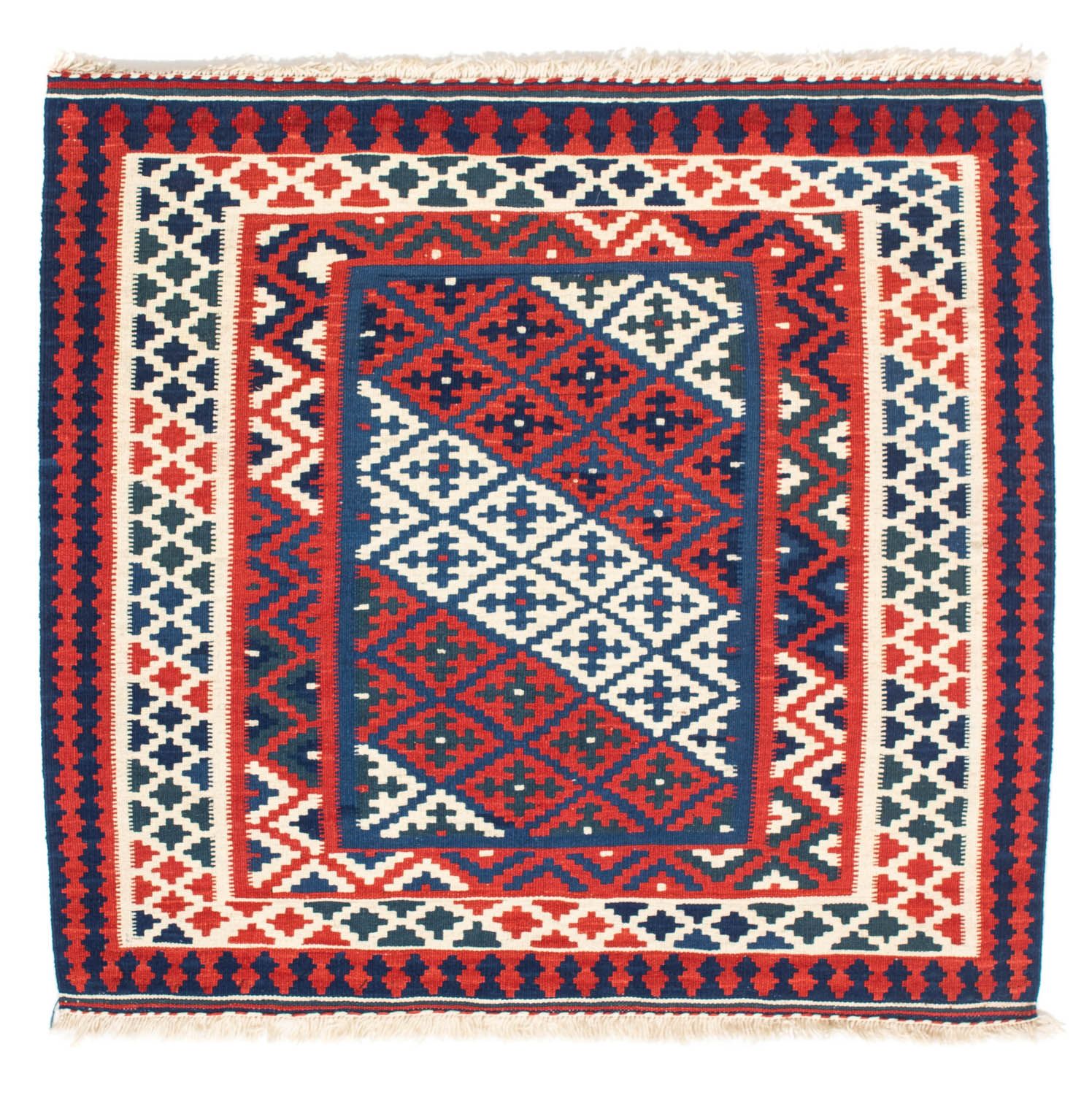 Kelim Rug - Oriental square  - 100 x 95 cm - dark blue