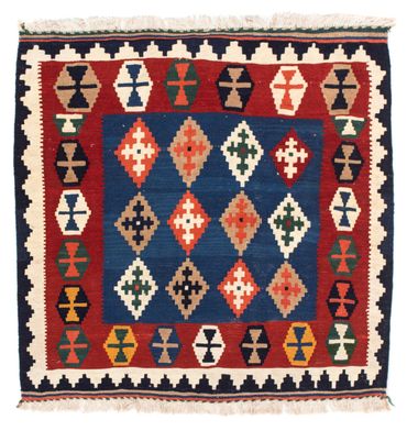 Kelim Rug - Oriental square  - 100 x 96 cm - dark blue