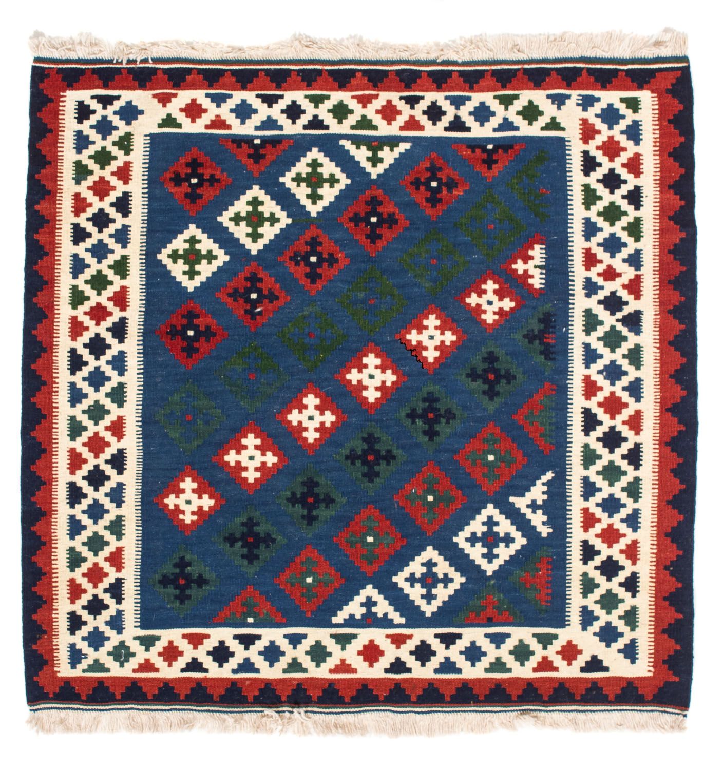 Kelim Rug - Oriental square  - 100 x 100 cm - dark blue