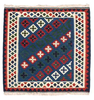 Kelim Rug - Oriental square  - 100 x 100 cm - dark blue