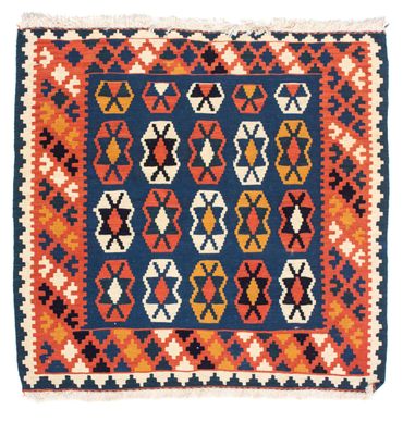 Kelim Rug - Oriental square  - 100 x 96 cm - dark blue