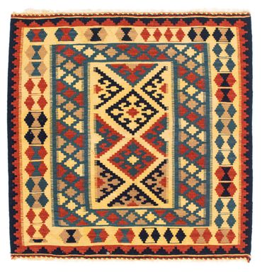 Kelim Rug - Oriental square  - 100 x 100 cm - blue