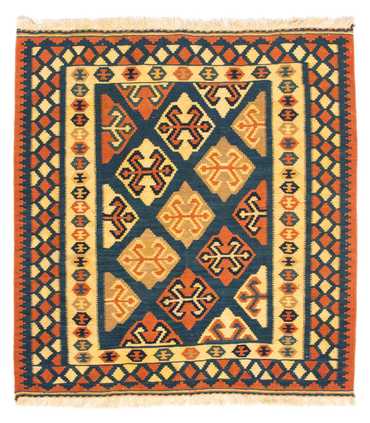 Kelim Rug - Oriental square  - 104 x 100 cm - dark blue