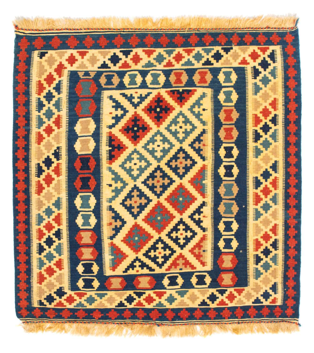 Kelim Rug - Oriental square  - 105 x 102 cm - multicolored