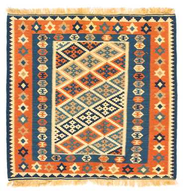 Kelim Rug - Oriental square  - 100 x 98 cm - multicolored