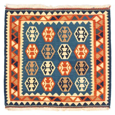 Kelim Rug - Oriental square  - 102 x 95 cm - dark blue