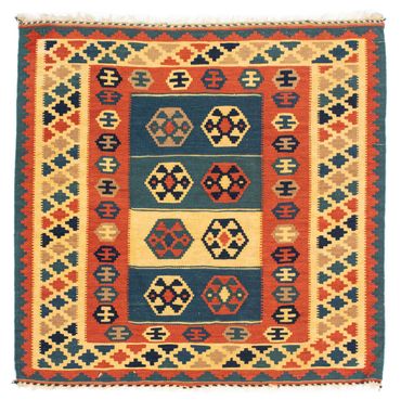 Kelim Rug - Oriental square  - 100 x 100 cm - multicolored