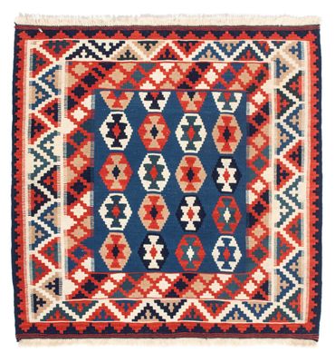 Kelim Rug - Oriental square  - 103 x 102 cm - dark blue