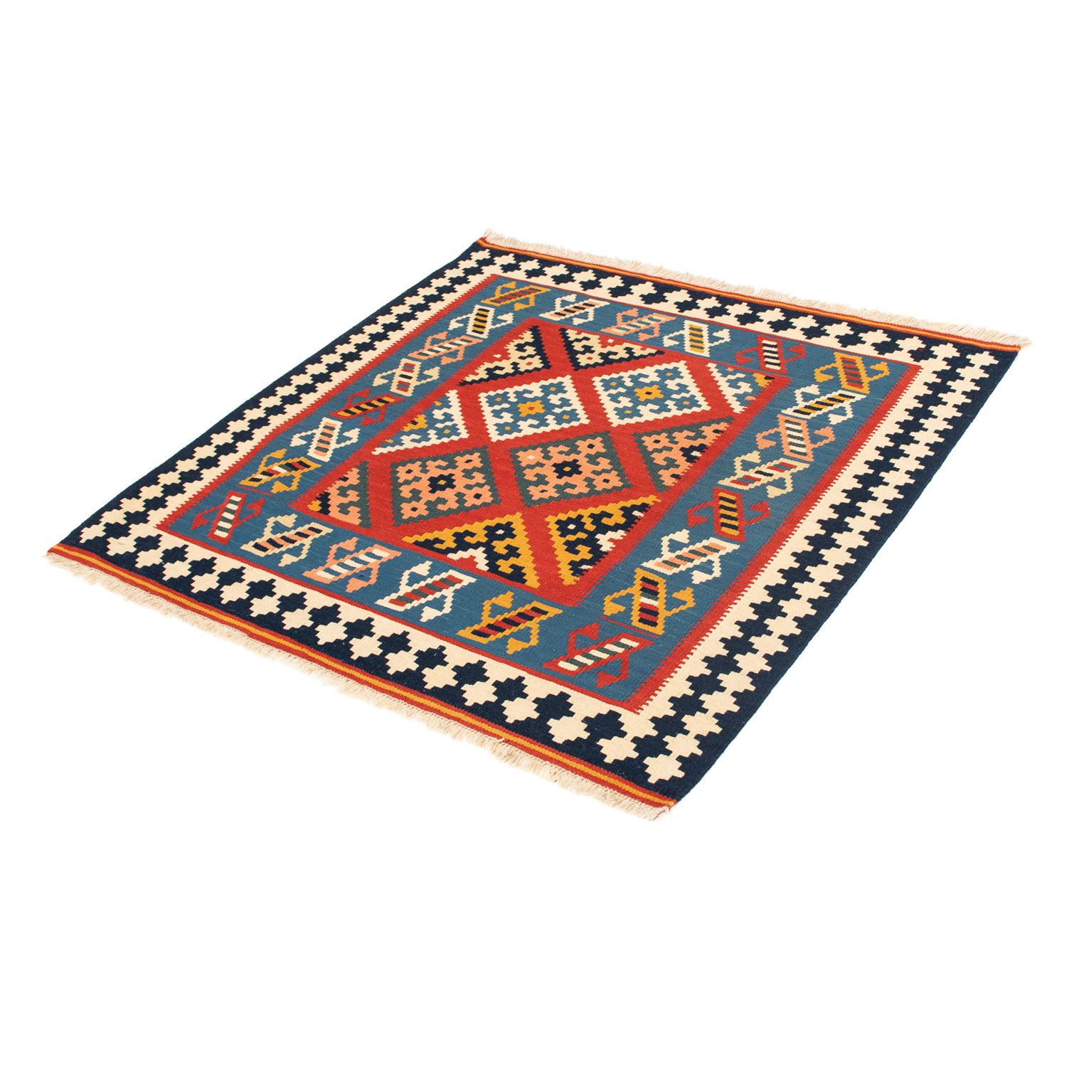 Kelim Rug - Oriental square  - 105 x 103 cm - dark red