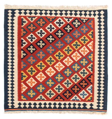 Kelim Rug - Oriental square  - 105 x 103 cm - dark red