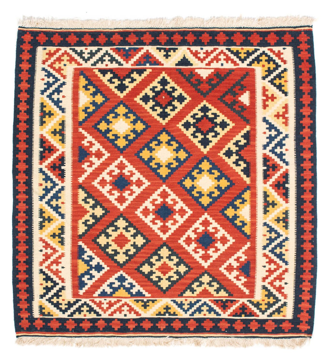 Kelim Rug - Oriental square  - 103 x 102 cm - dark red