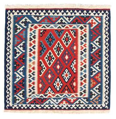 Kelim Rug - Oriental square  - 103 x 95 cm - dark red