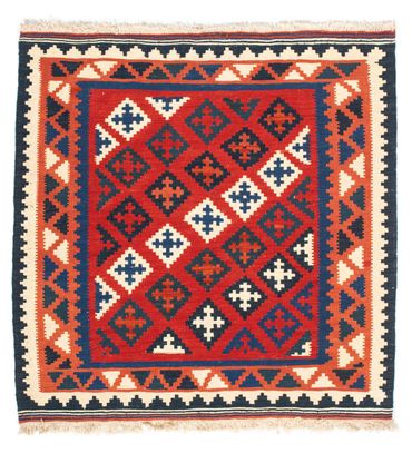 Kelim Rug - Oriental square  - 104 x 102 cm - dark red