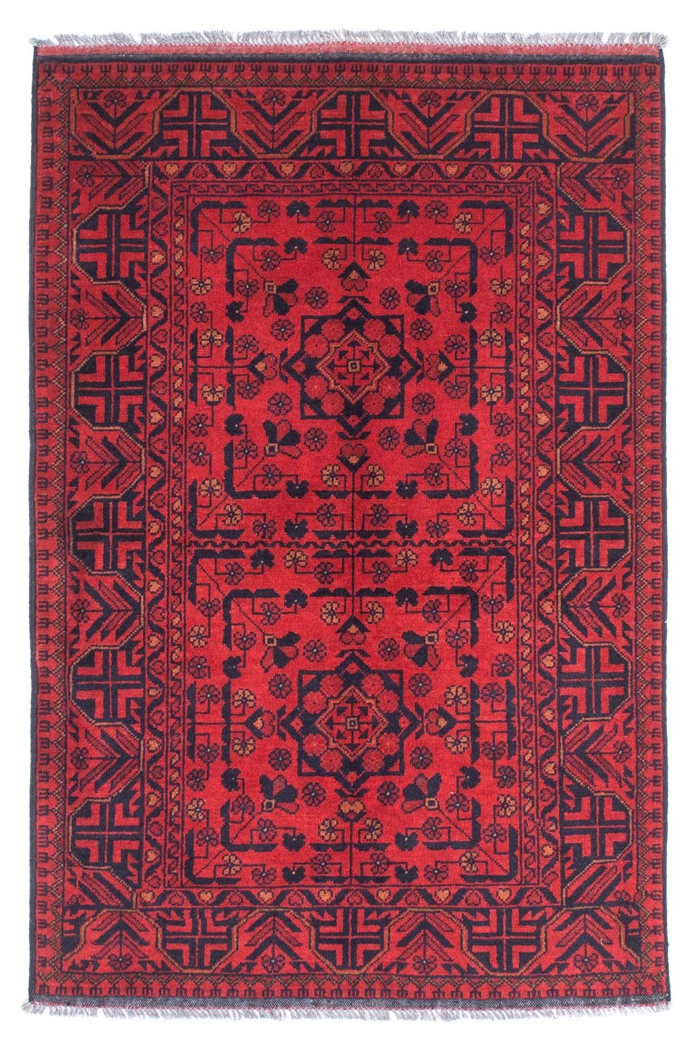 Afghan Rug - Kunduz - 144 x 98 cm - dark red