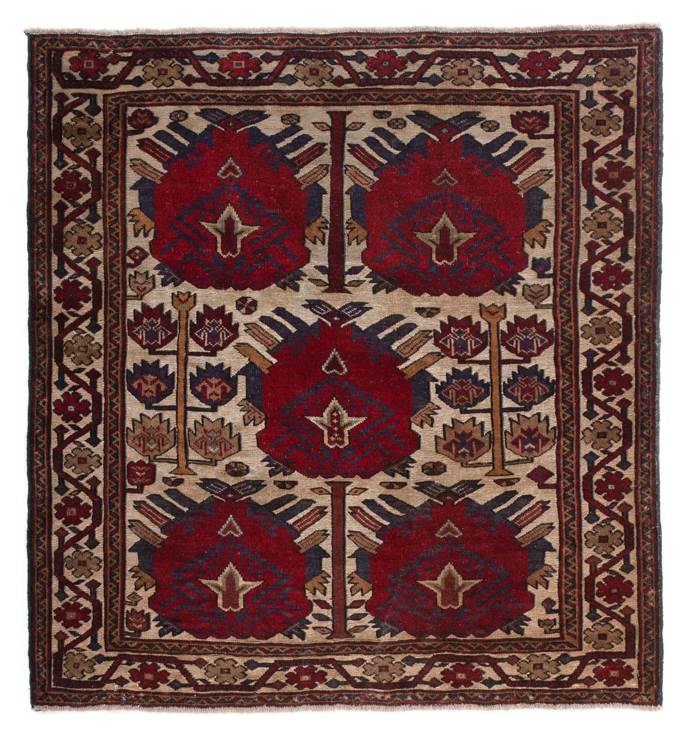 Belutsch Rug square  - 137 x 130 cm - light brown