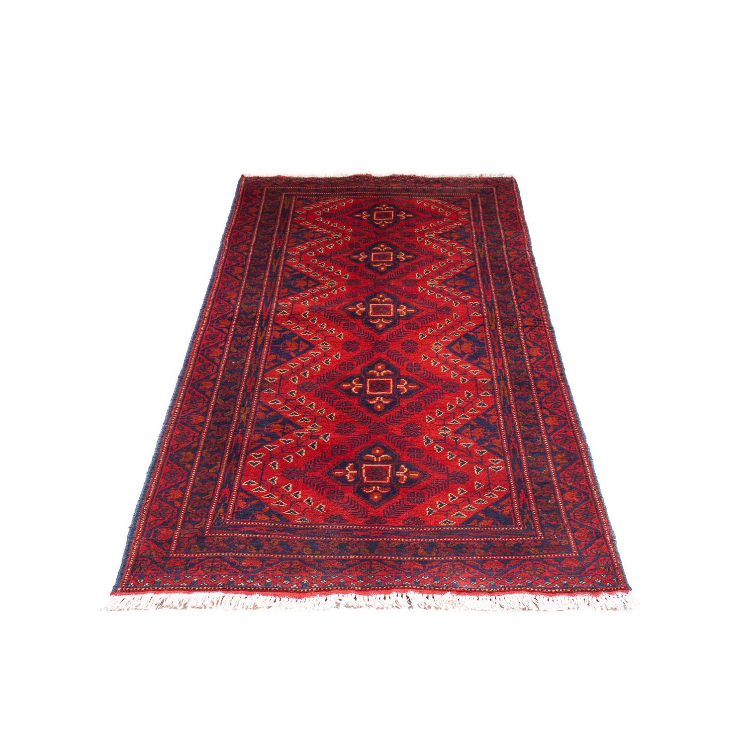 Runner Afghan Rug - Kunduz - 199 x 79 cm - dark red