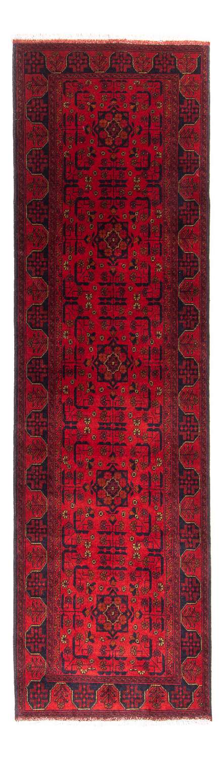 Runner Afghan Rug - Kunduz - 294 x 82 cm - dark red