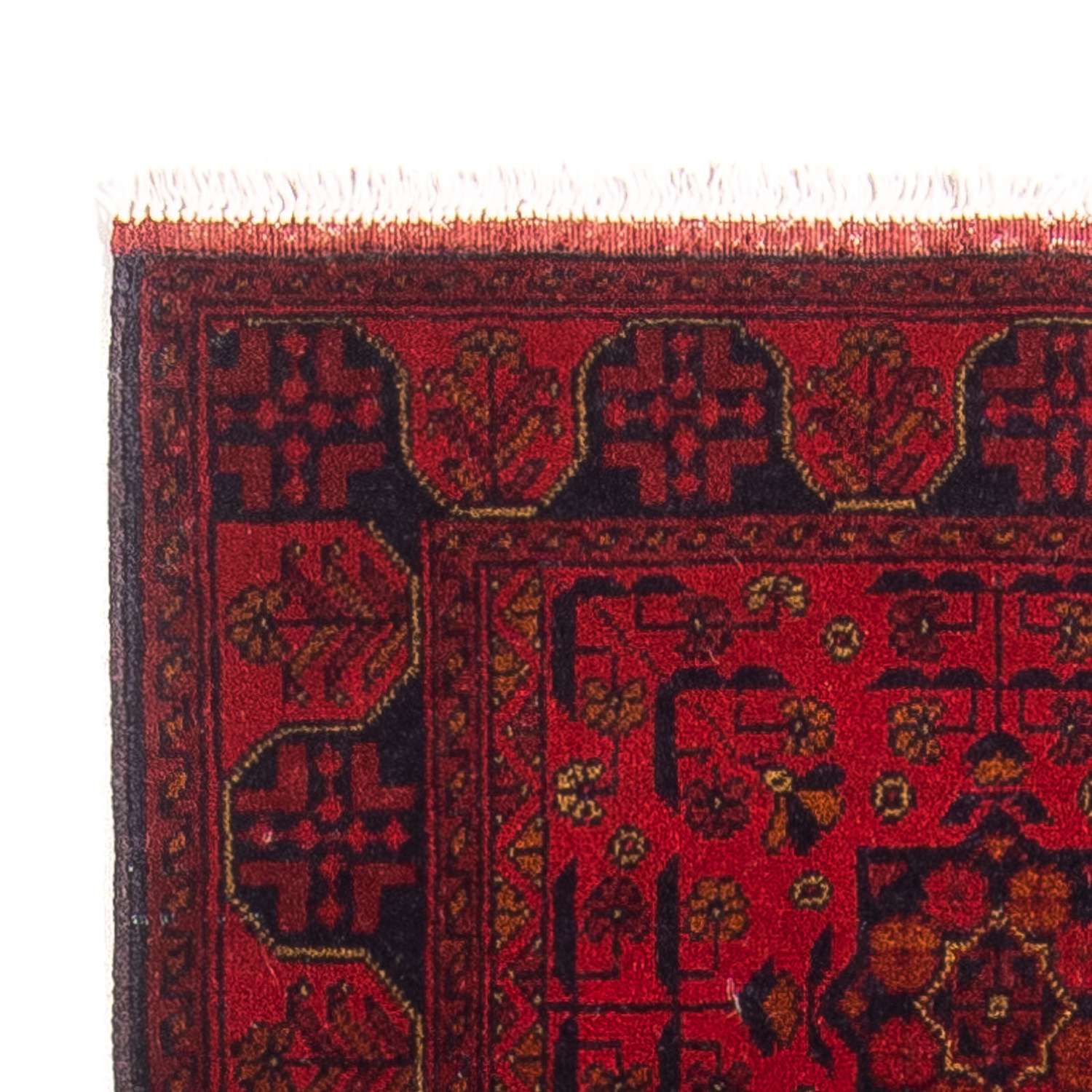 Runner Afghan Rug - Kunduz - 294 x 82 cm - dark red