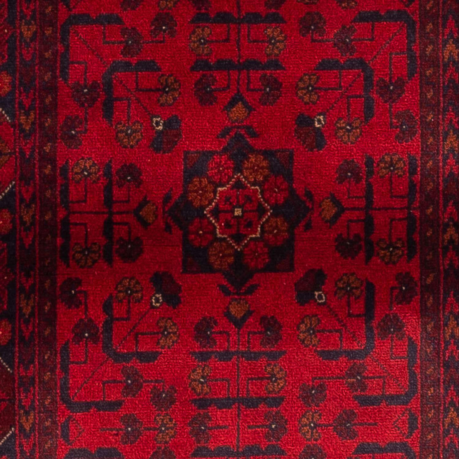 Runner Afghan Rug - Kunduz - 299 x 82 cm - dark red