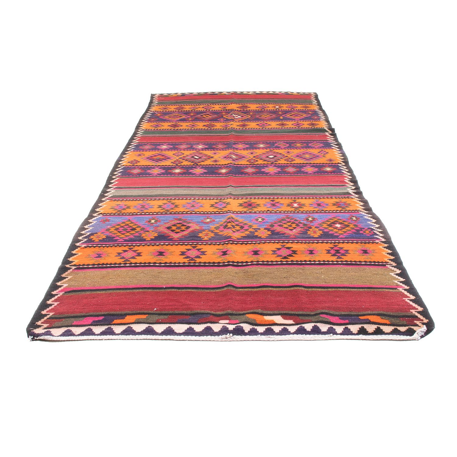 Runner Kelim Rug - Old - 395 x 160 cm - multicolored