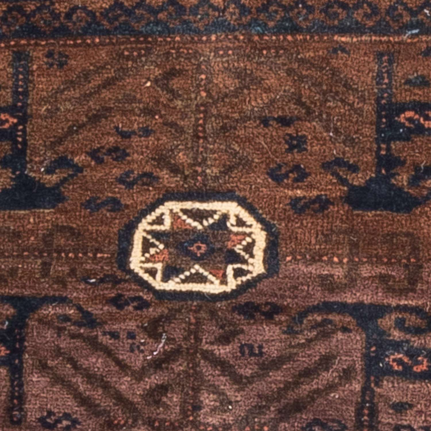 Afghan Rug square  - 80 x 80 cm - brown