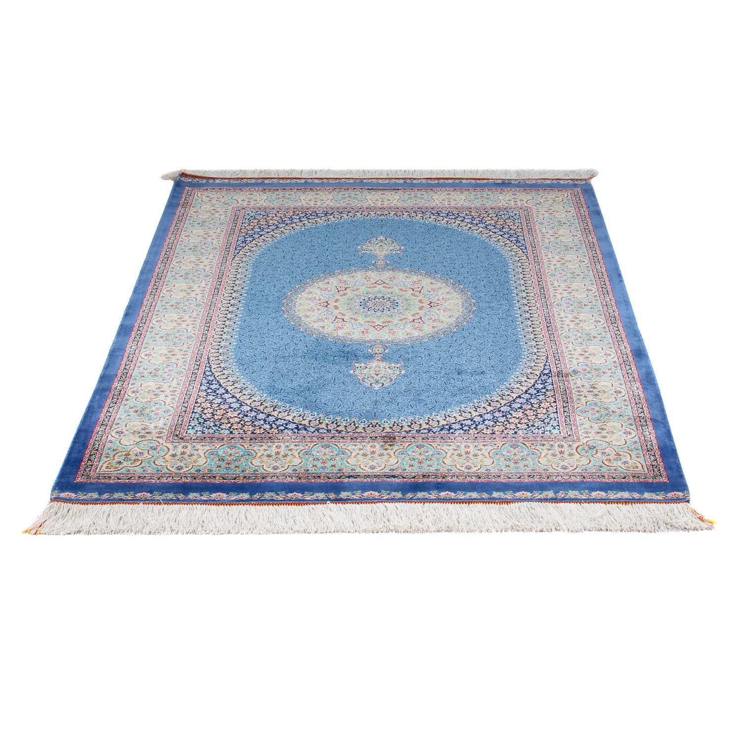 Silk Rug - Ghom Silk - Premium - 146 x 97 cm - blue