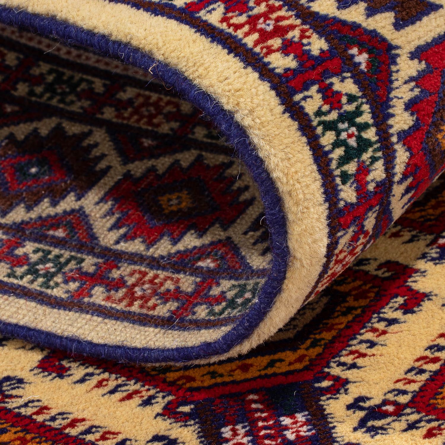 Runner Afghan Rug - 390 x 90 cm - beige