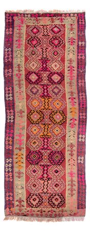 Runner Kelim Rug - Old - 374 x 129 cm - multicolored