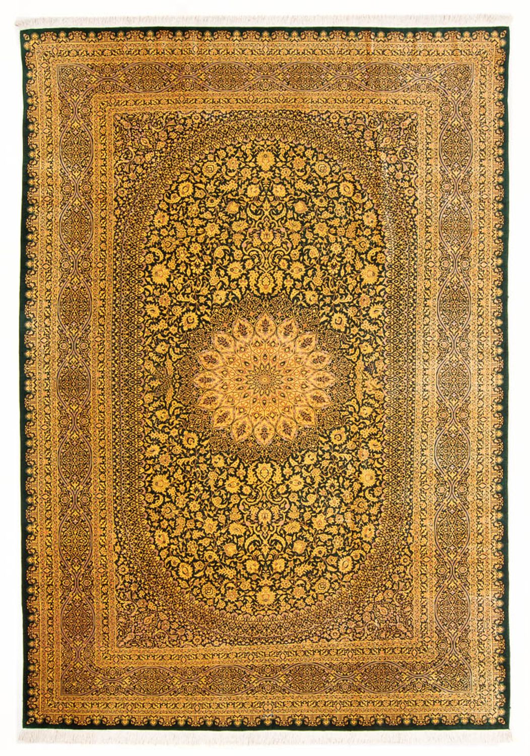 Silk Rug - Ghom Silk - Premium - 294 x 196 cm - olive green