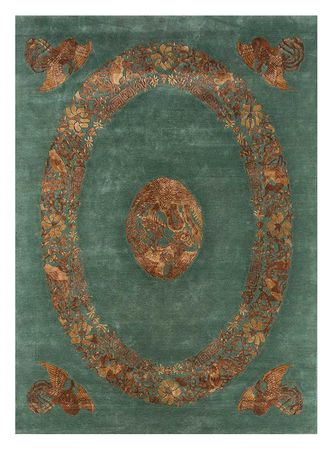 Wool Rug - 300 x 240 cm - green