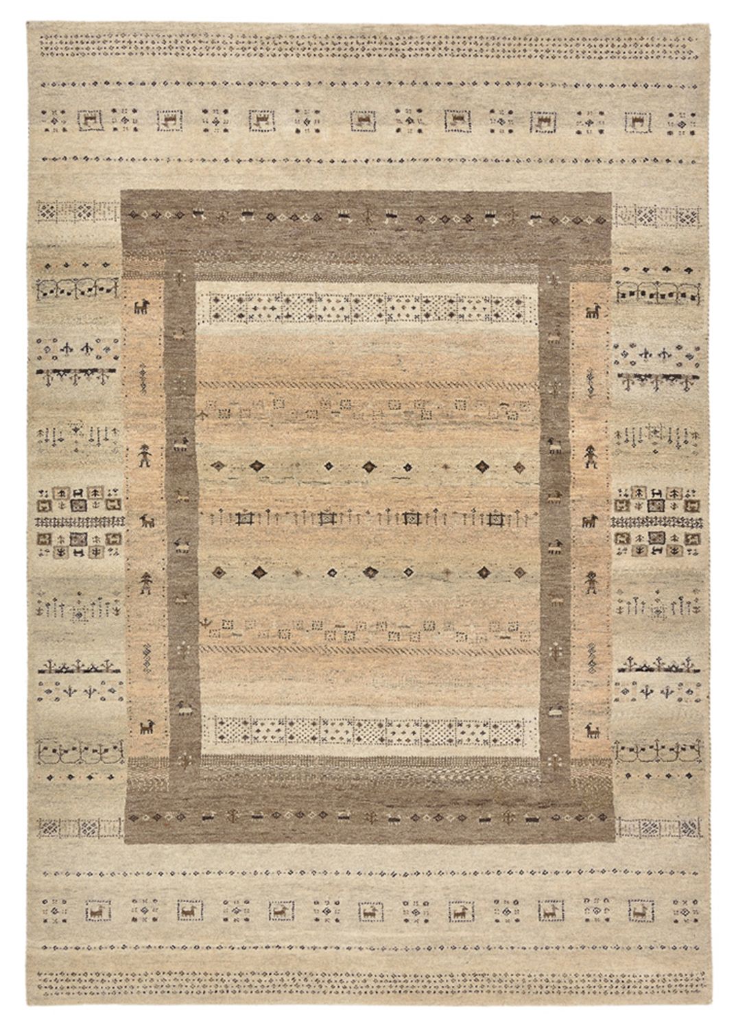 Gabbeh Rug - Loribaft Indus - 203 x 146 cm - dark beige