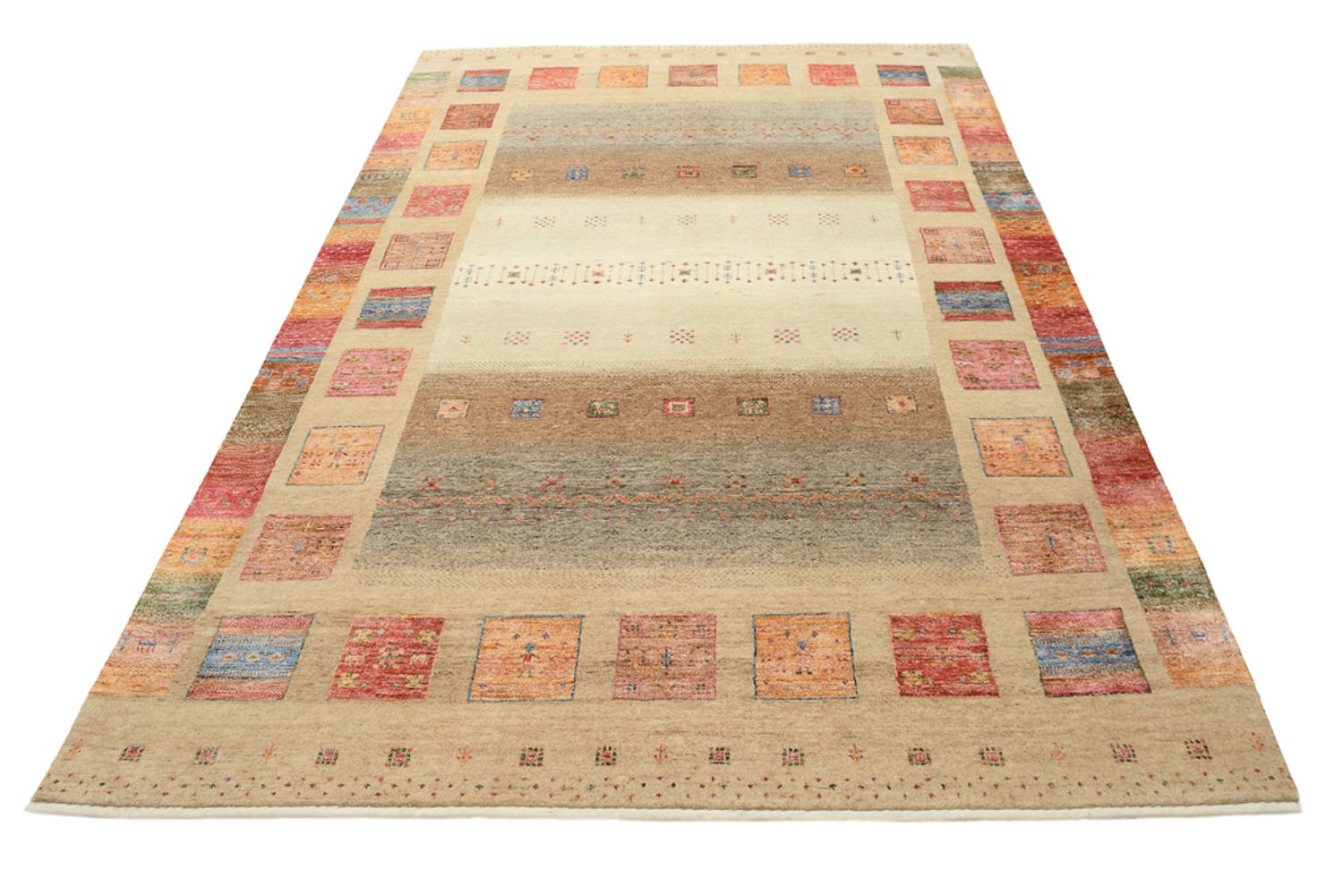 Gabbeh Rug - Loribaft Indus - 255 x 173 cm - dark beige