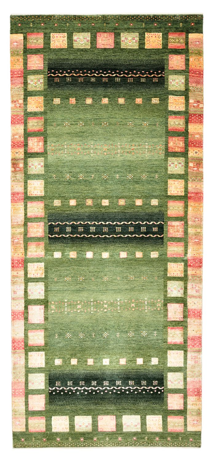 Runner Gabbeh Rug - Loribaft Indus - 301 x 129 cm - multicolored