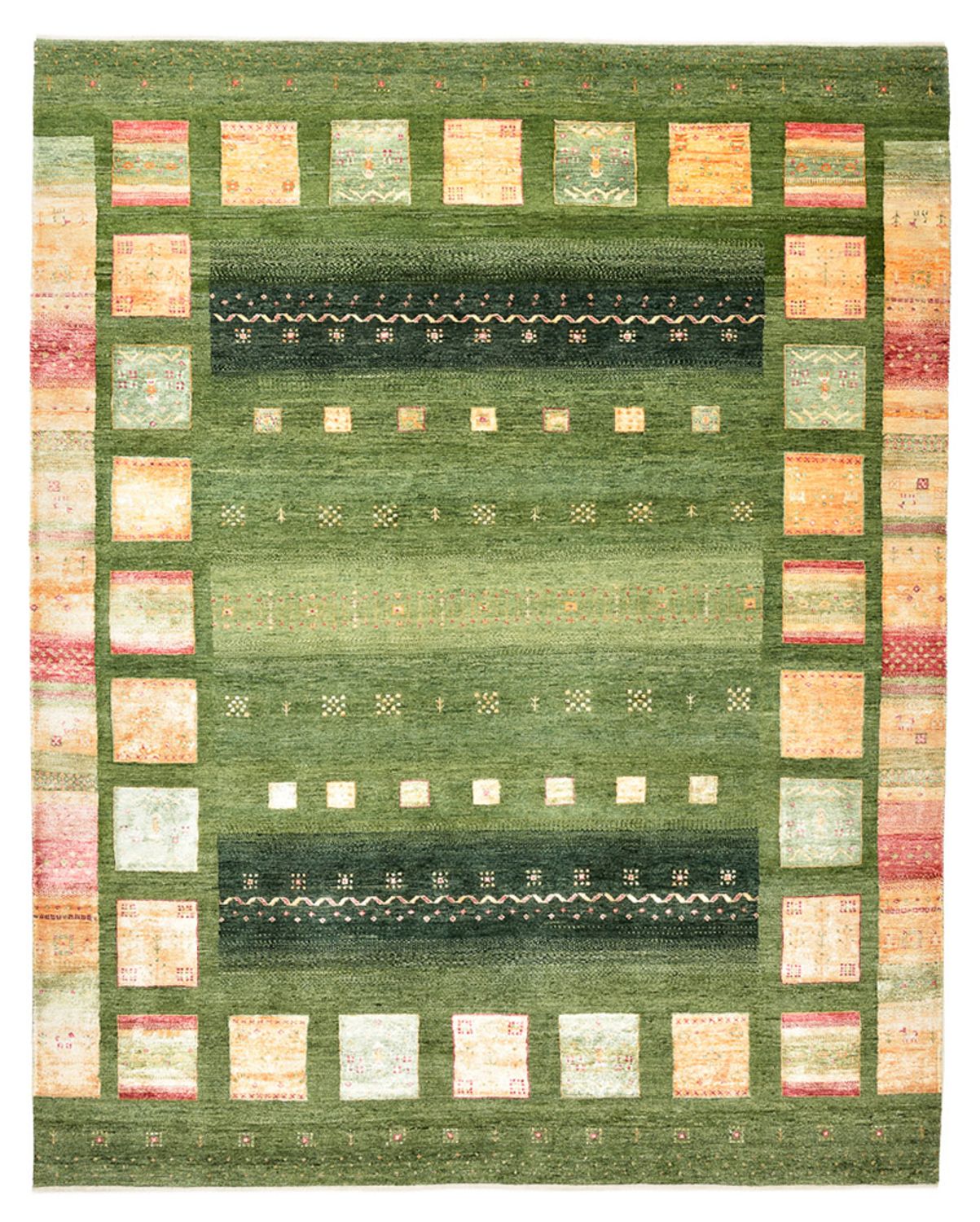 Gabbeh Rug - Loribaft Indus - 259 x 208 cm - green