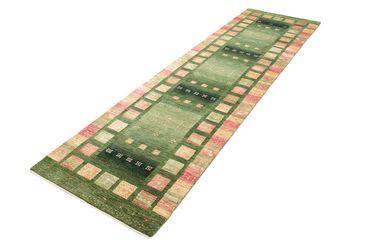 Runner Gabbeh Rug - Loribaft Indus - 296 x 82 cm - green